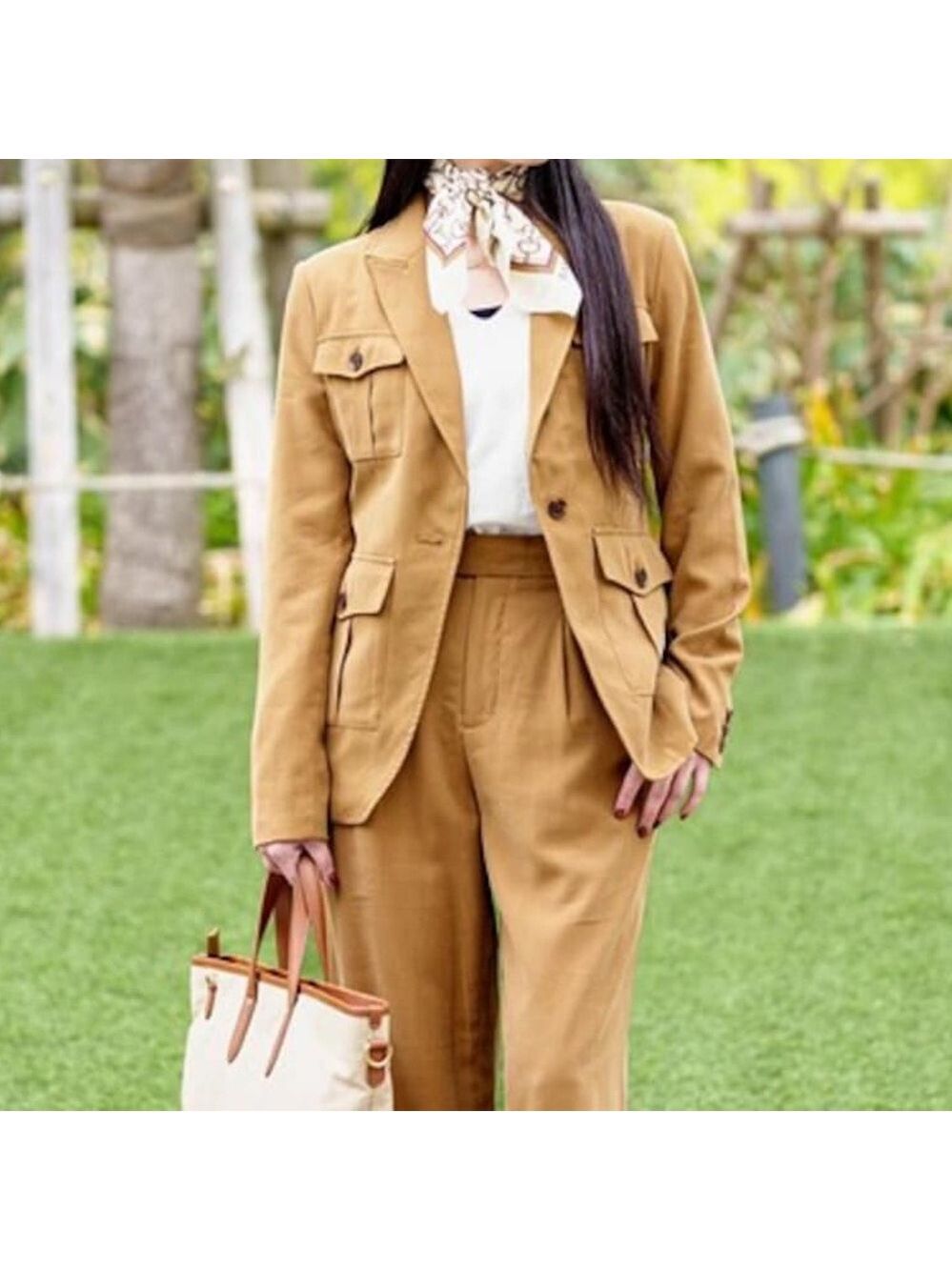 BANANA REPUBLIC Drapey Twill Utility Blazer Camel Brown Sz 8 $160 Safari NWT - Picture 4 of 6